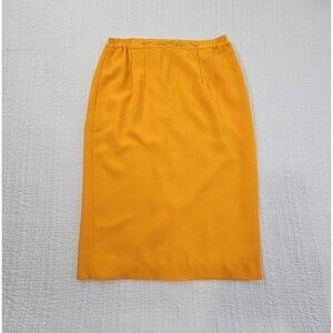 Sara Ann Pencil Dress Women's 12 Golden Yellow Embellished Elastic Waist Zipper